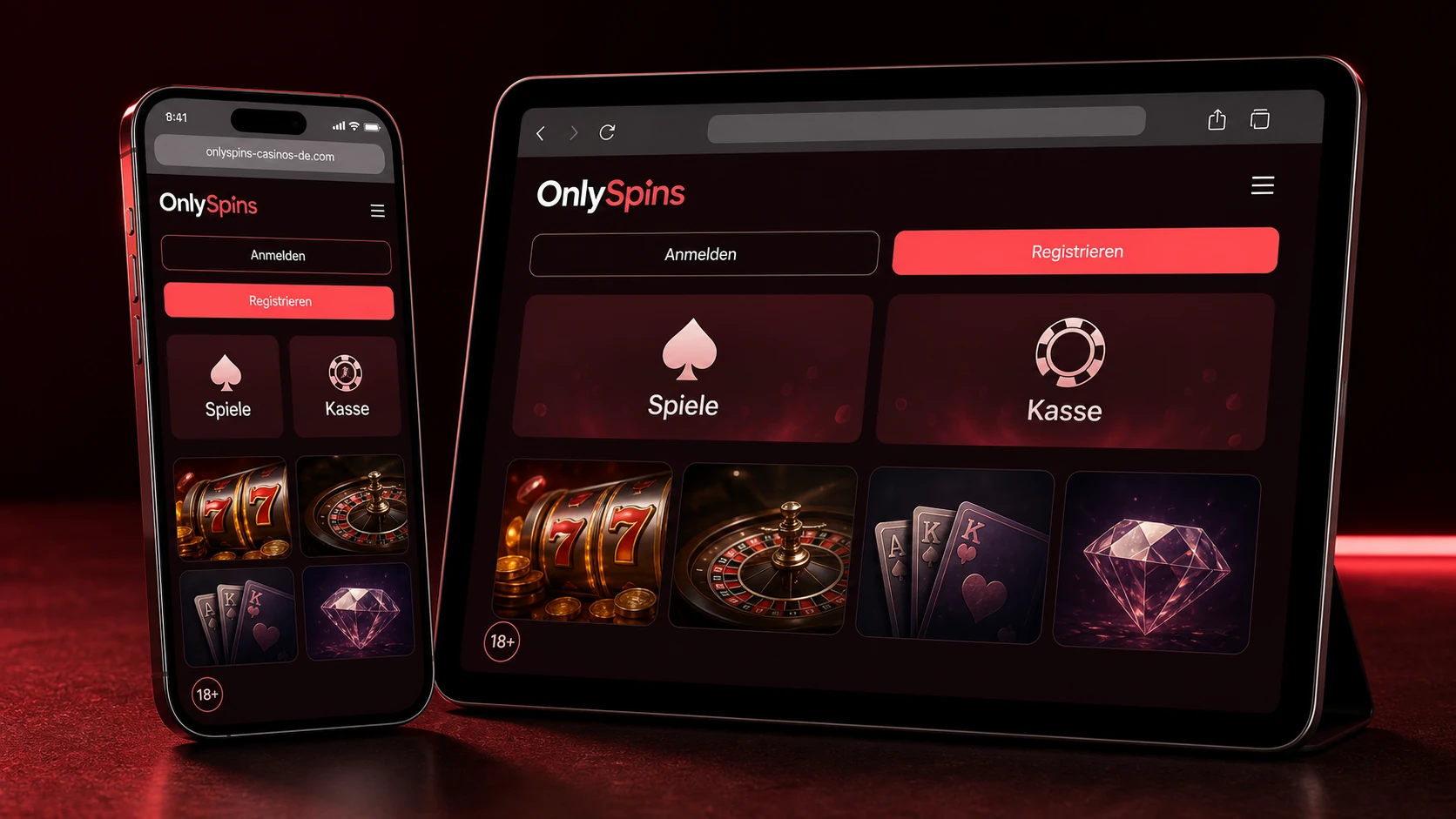 Mobile Nutzung von OnlySpins